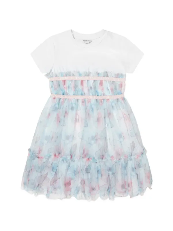 Guess Kids プリント ラッフル ワンピース | ホワイト | FARFETCH JP