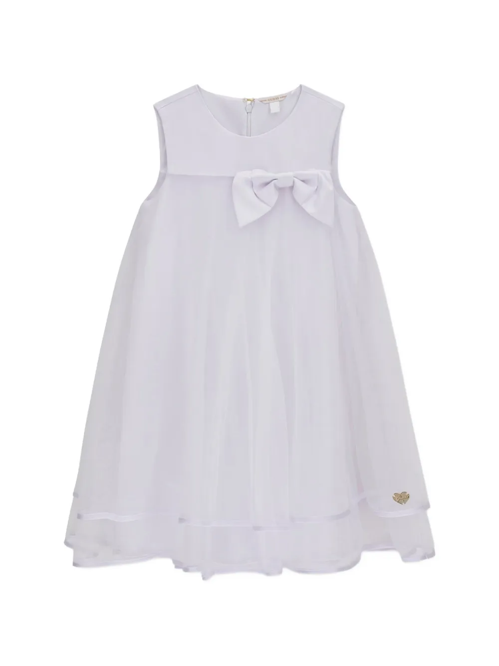 guess kids bow-detail layered dress - Bianco