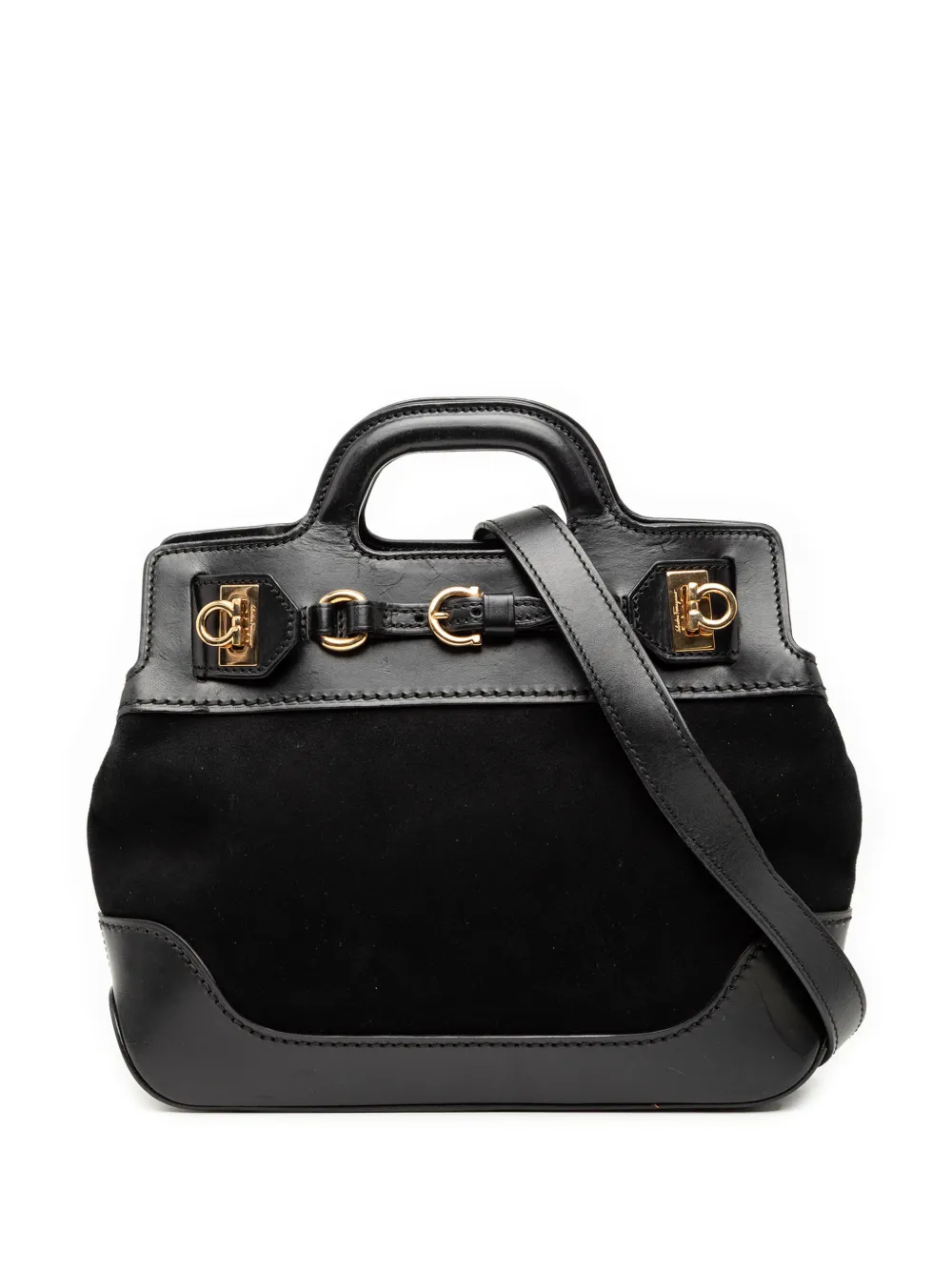 Ferragamo Pre-Owned 2010-2026 Suede and Calfskin Wanda Top Handle Bag satchel - Nero