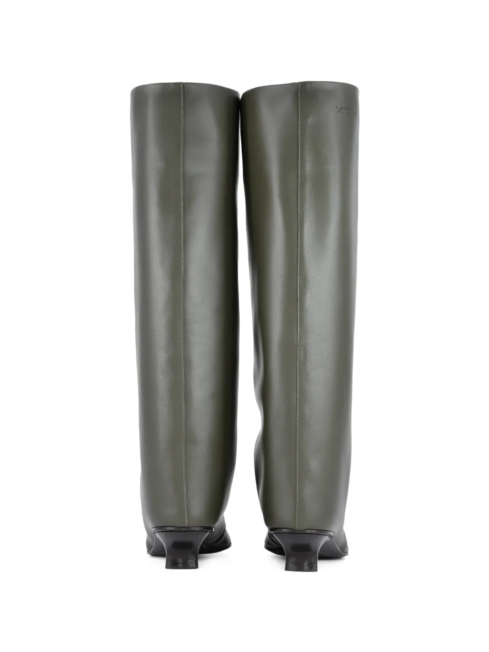  Vicini Square-toe Tube Leather Knee-high Boots - Green 
