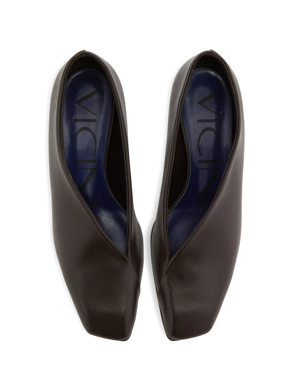  Vicini Asymmetrical-cutout Square Pumps - Brown 