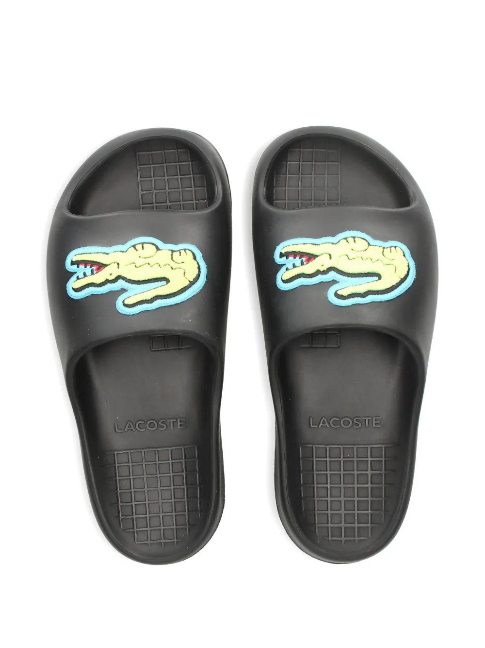 Lacoste logo-applique slides Zwart