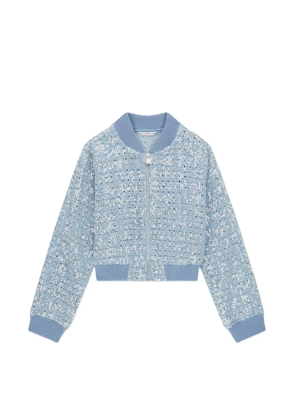 Guess Kids' Sequin-embellished Bomber Jacket In Blue