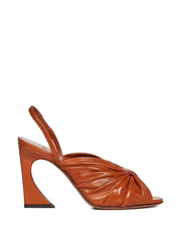 Fendi Arco Knotted Sandals in Orange