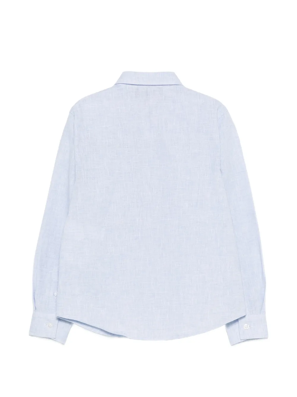  Emporio Armani Kids Logo-embroidered Long-sleeve Shirt - Blue 