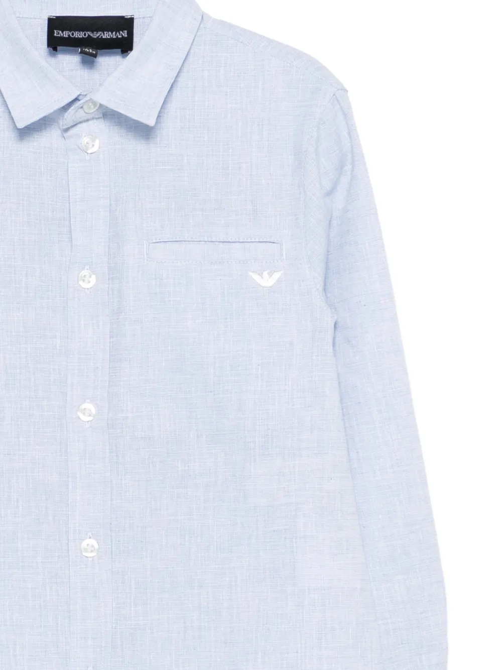  Emporio Armani Kids Logo-embroidered Long-sleeve Shirt - Blue 