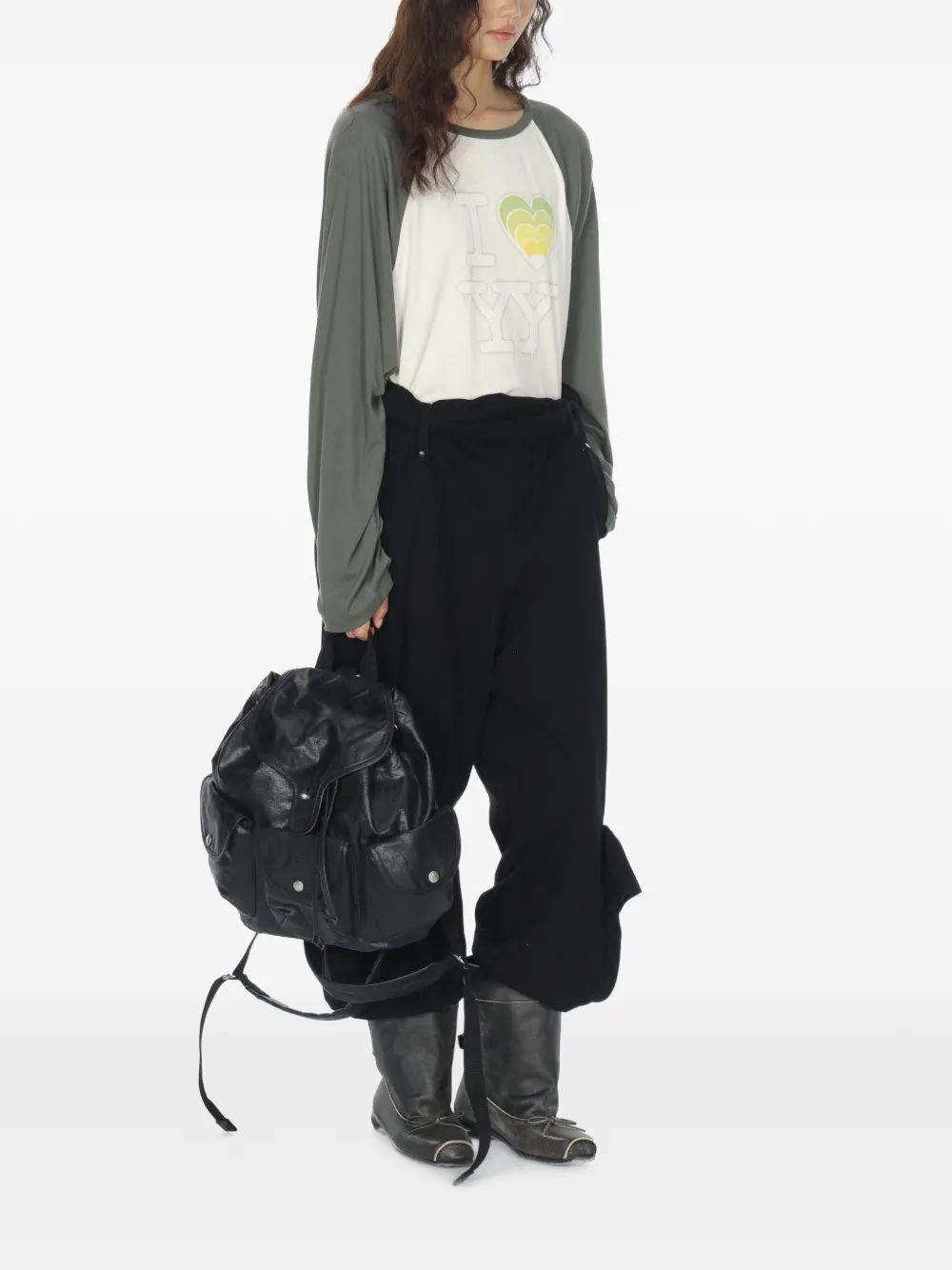  Open Yy Long-sleeve Raglan T-shirt - Neutrals 