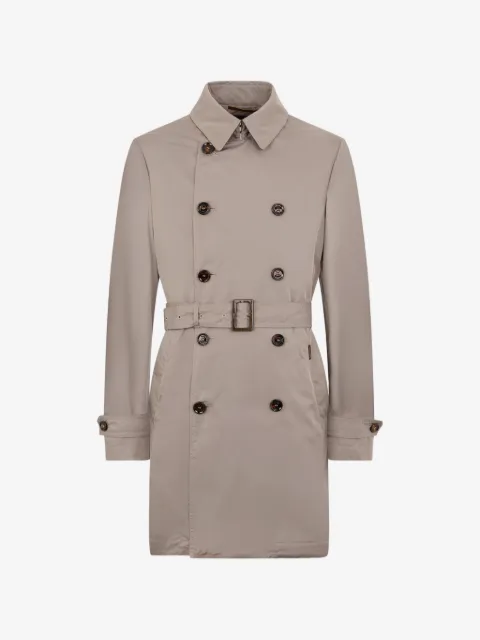Moorer belted double-breasted trench coat