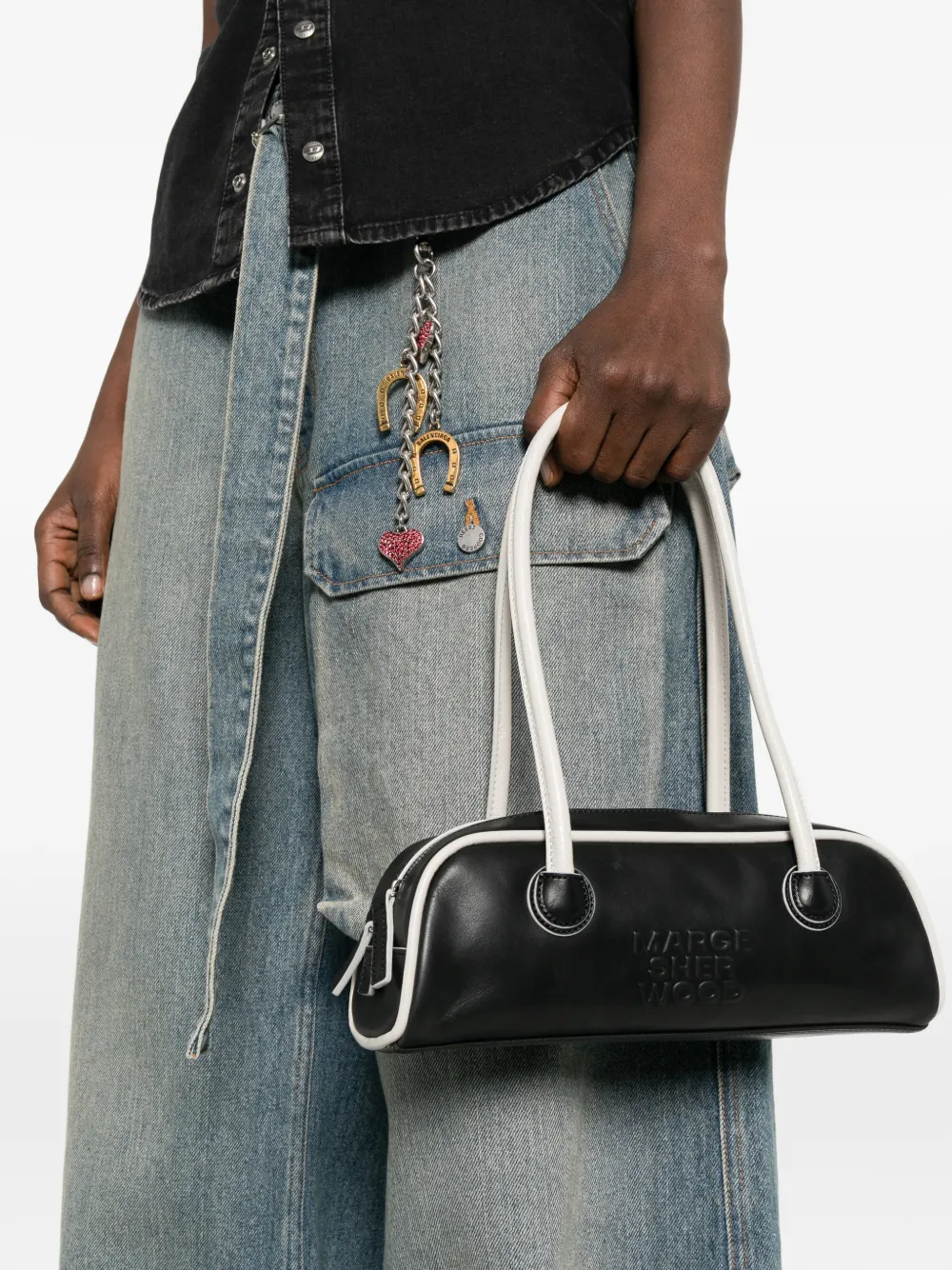 crinkle top handle tote bag