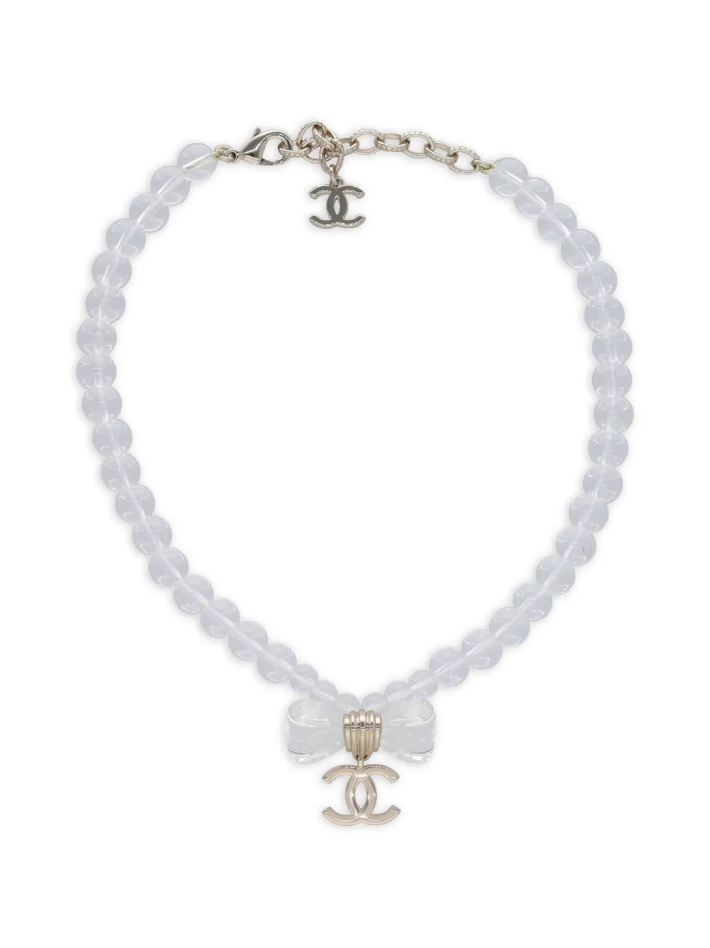 CHANEL Pre-Owned bow logo-detail necklace - Oro