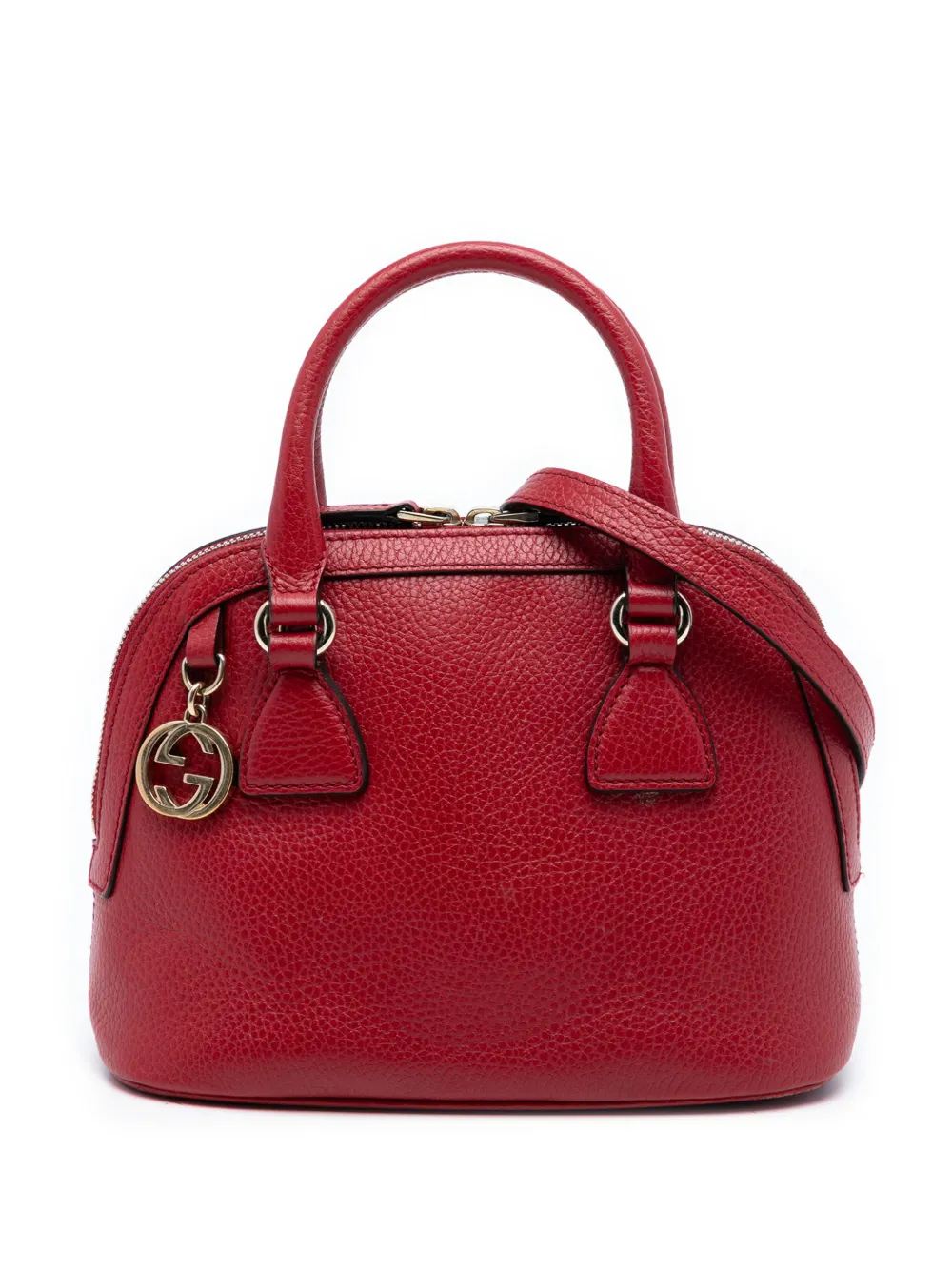 Gucci Pre-Owned 2016-2026 Mini Leather GG Charm Dome satchel - Rosso