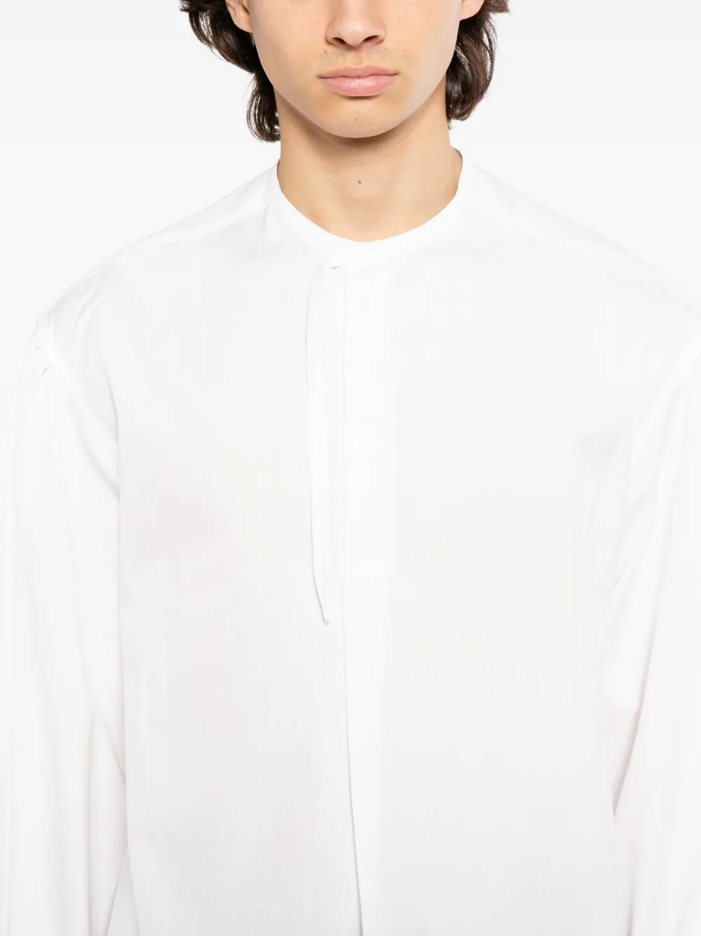 Yohji Yamamoto Shirt met gesmockte mouwen Wit