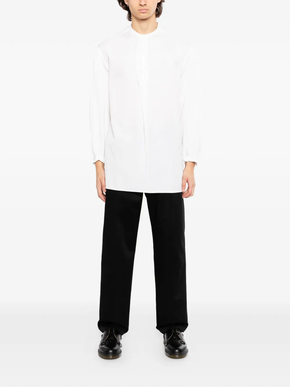 Yohji Yamamoto Shirt met gesmockte mouwen Wit