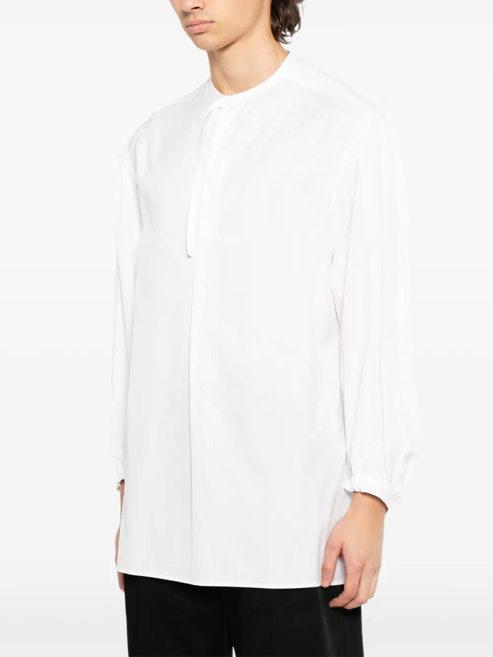 Yohji Yamamoto Shirt met gesmockte mouwen Wit