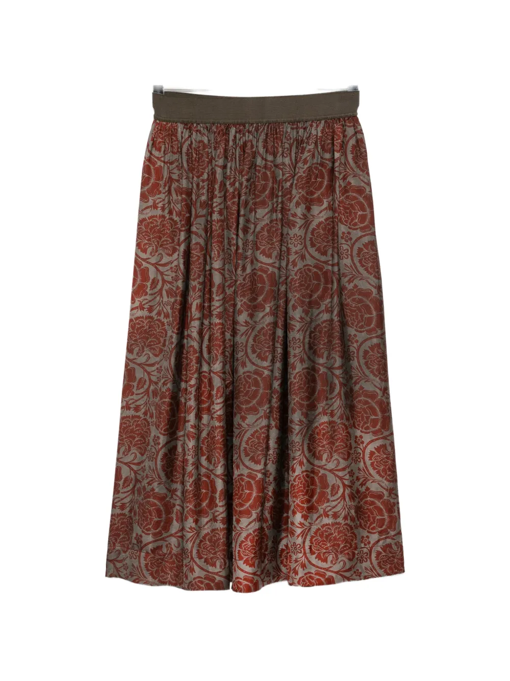 Uma Wang floral-print flared skirt - Rosso