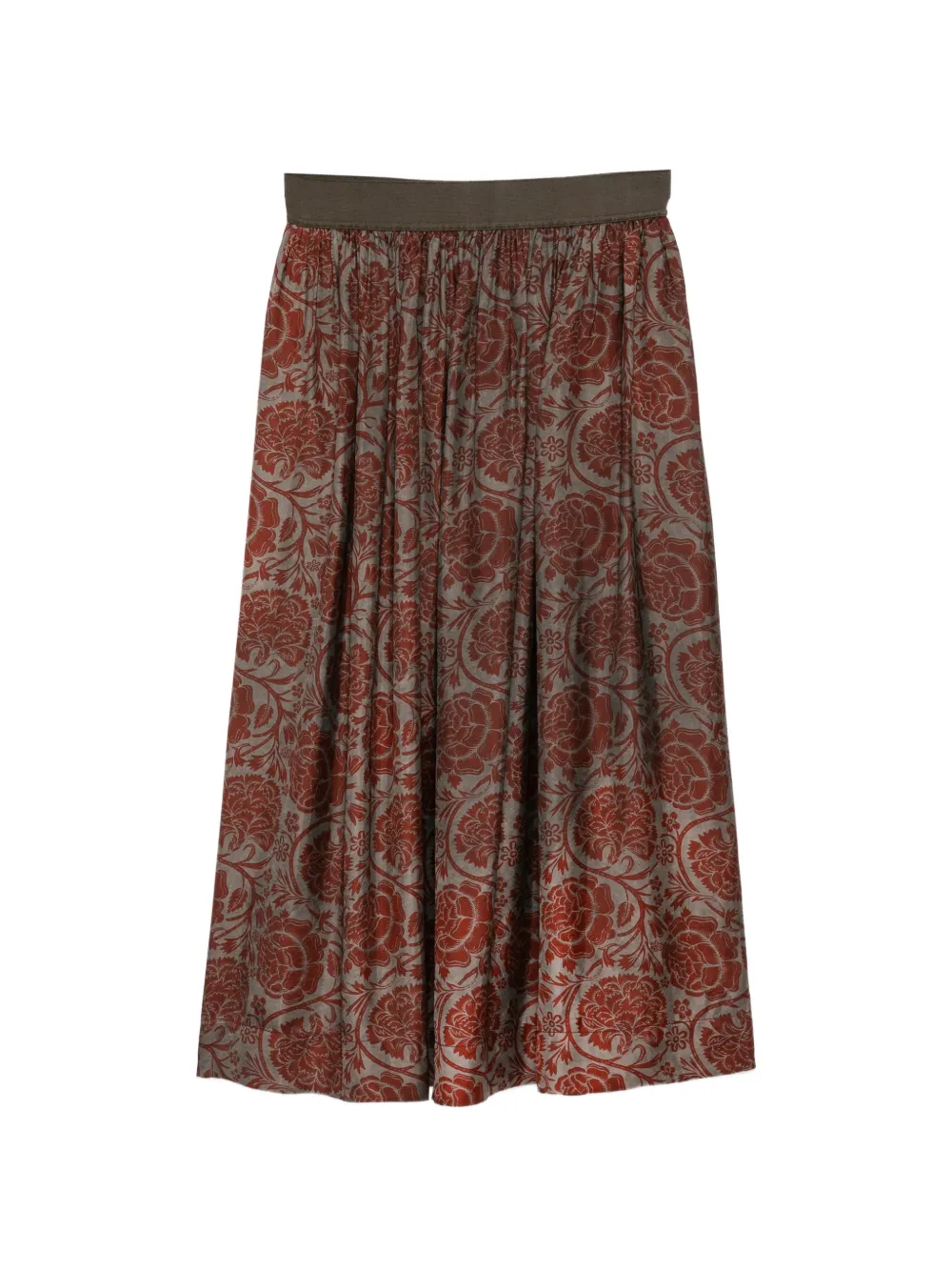 Uma Wang floral-print flared skirt - Rosso