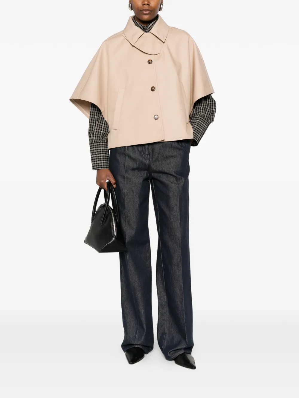  Max Mara Buttoned Cotton Cape - Neutrals 