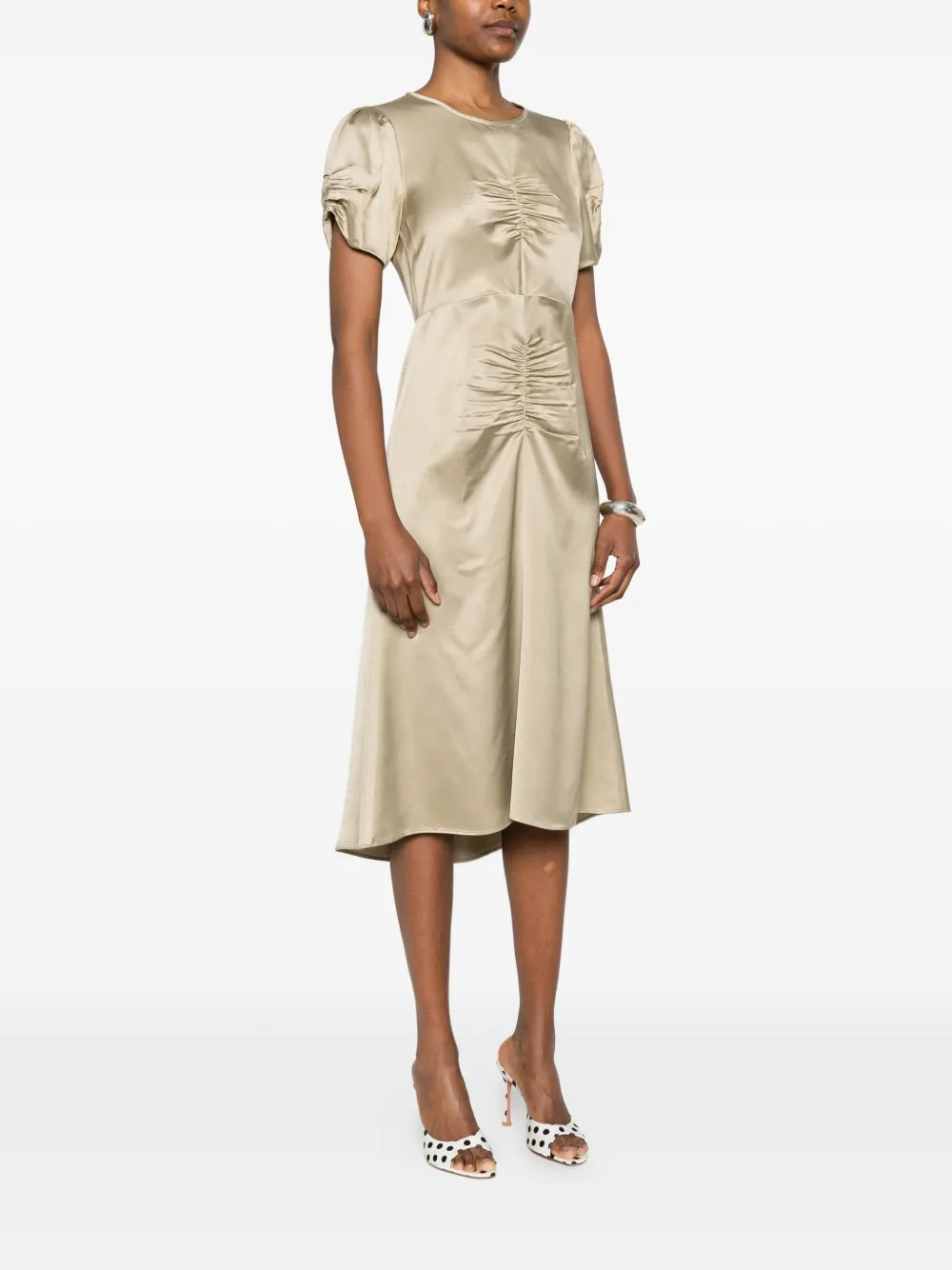  Nº21 Short-sleeve Midi Dress - Neutrals 