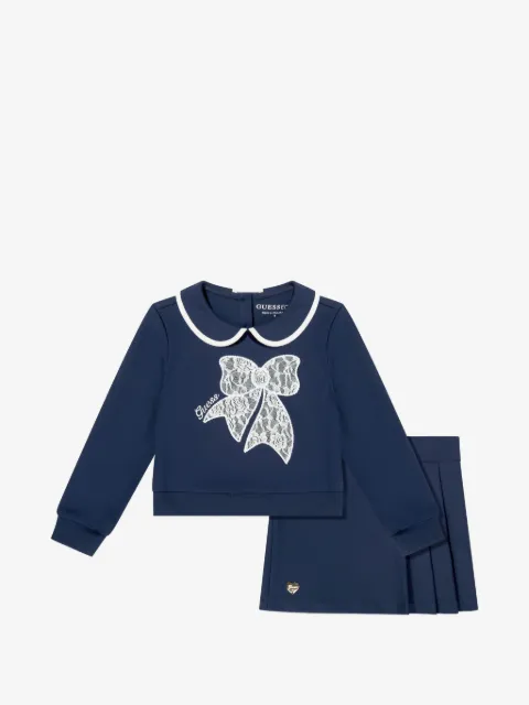 guess kids bow-motif pleated skirt set (set of two)