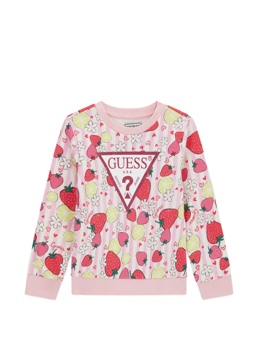 guess kids striped strawberry-print sweatshirt - Rosa