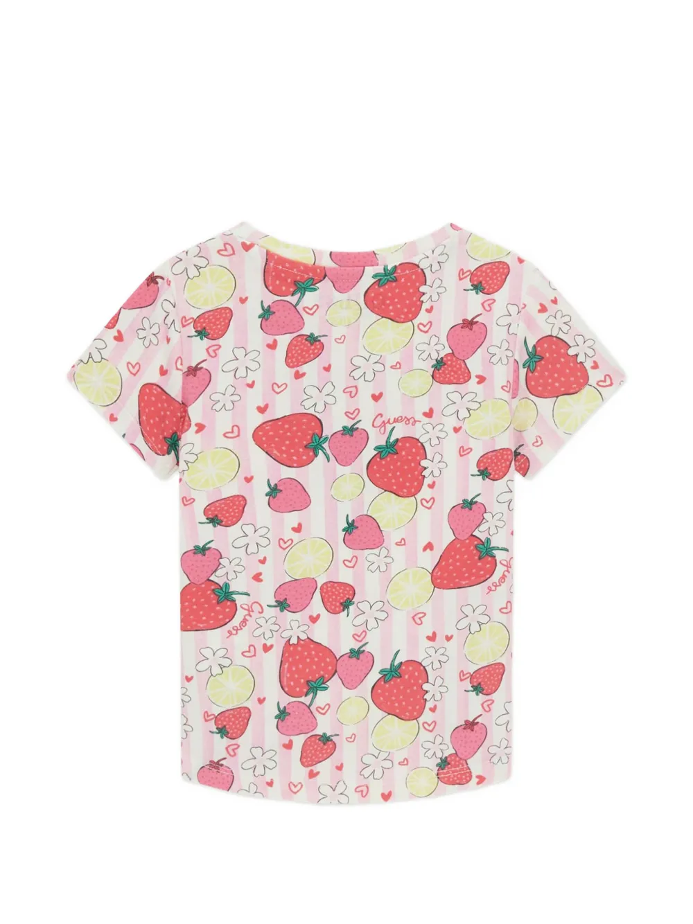  Guess Kids Striped Floral T-shirt - Pink 
