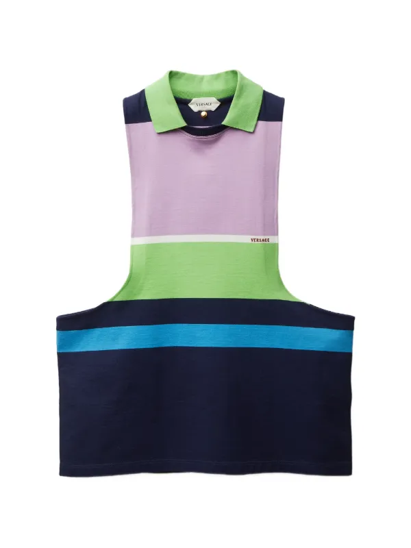 Versace Striped Cotton-jersey Tank Top in Blue