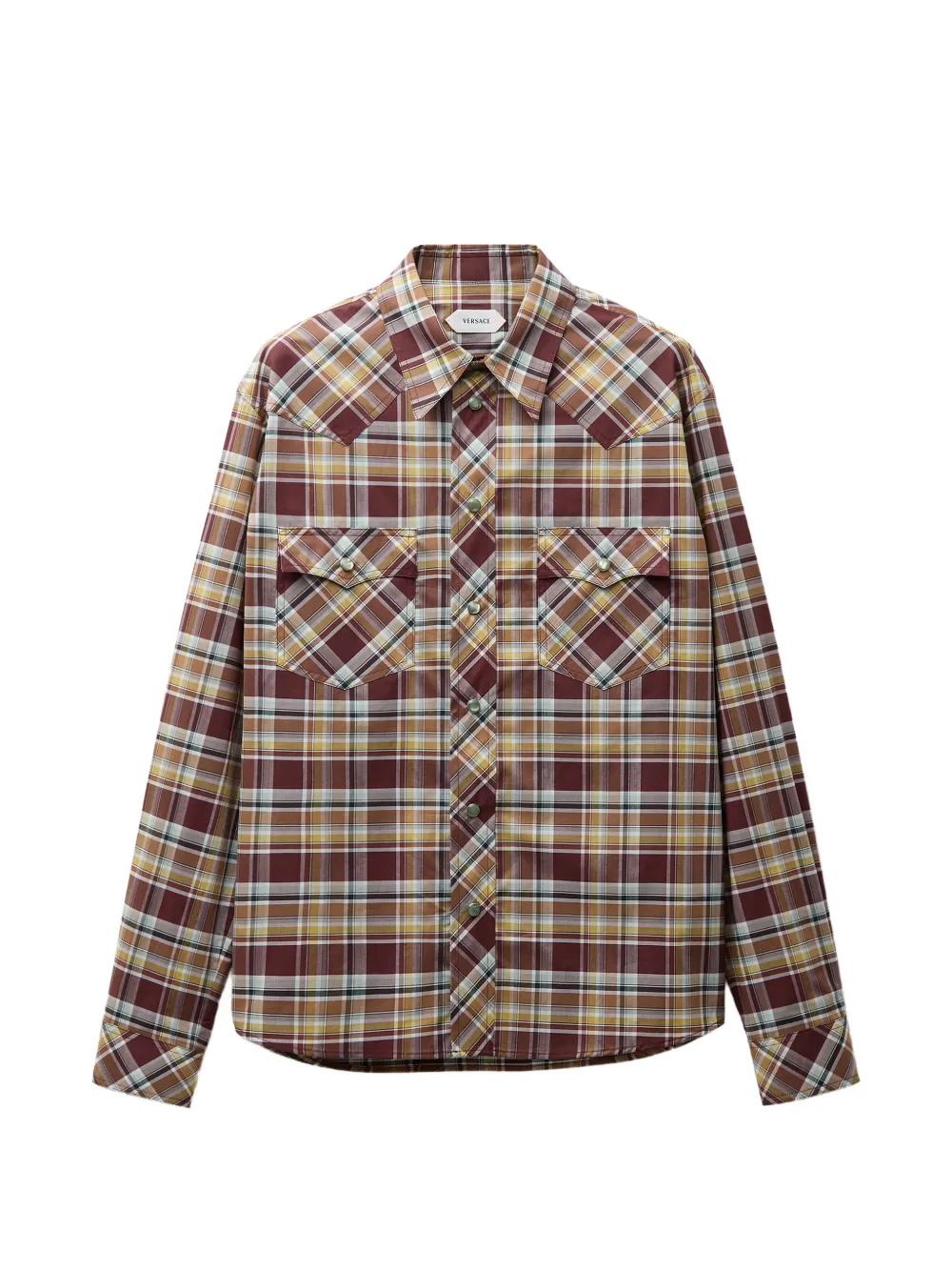 Versace checked cotton-poplin slim shirt - Rot