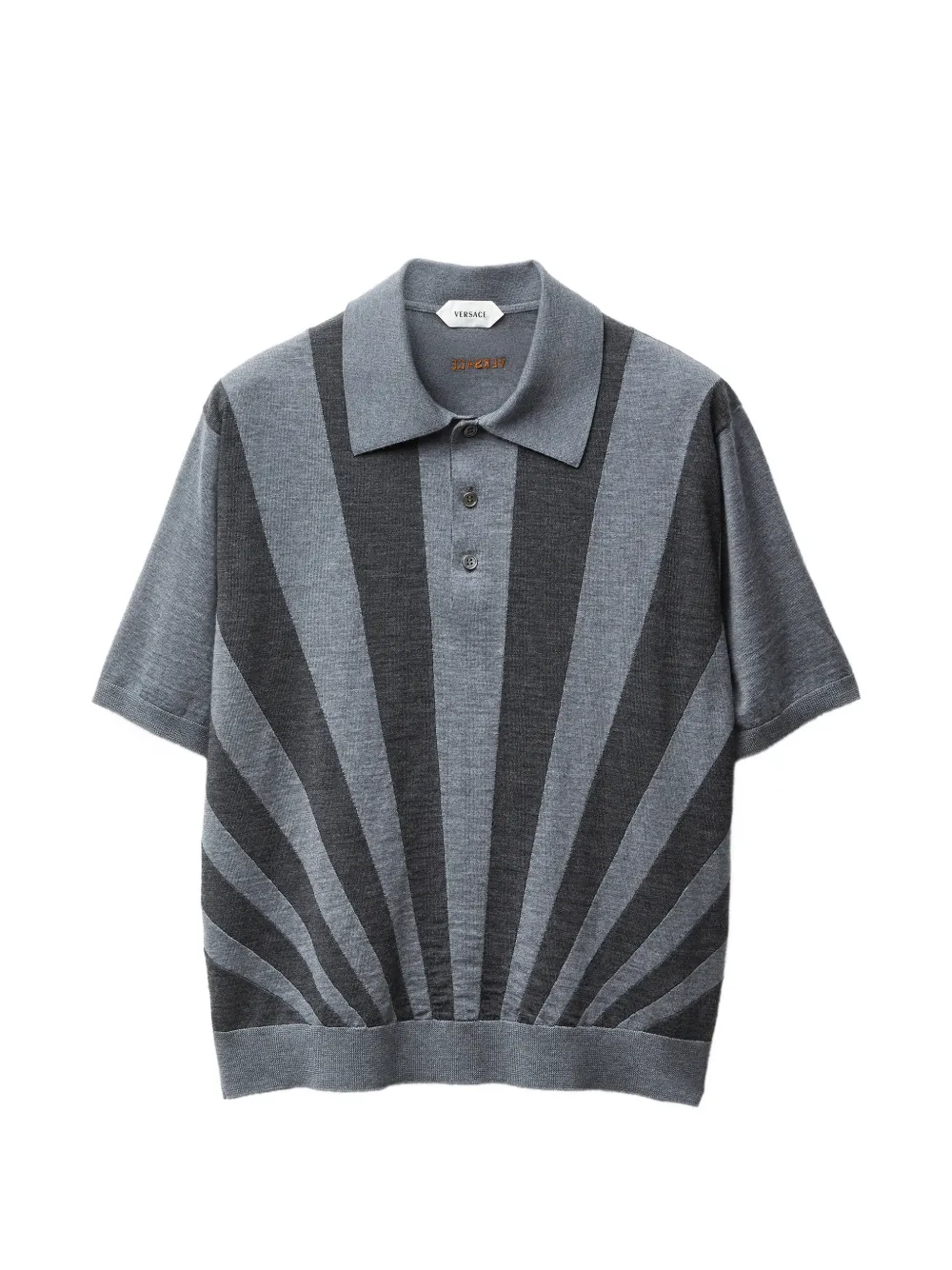 Versace embroidered intarsia wool knit polo - Grigio