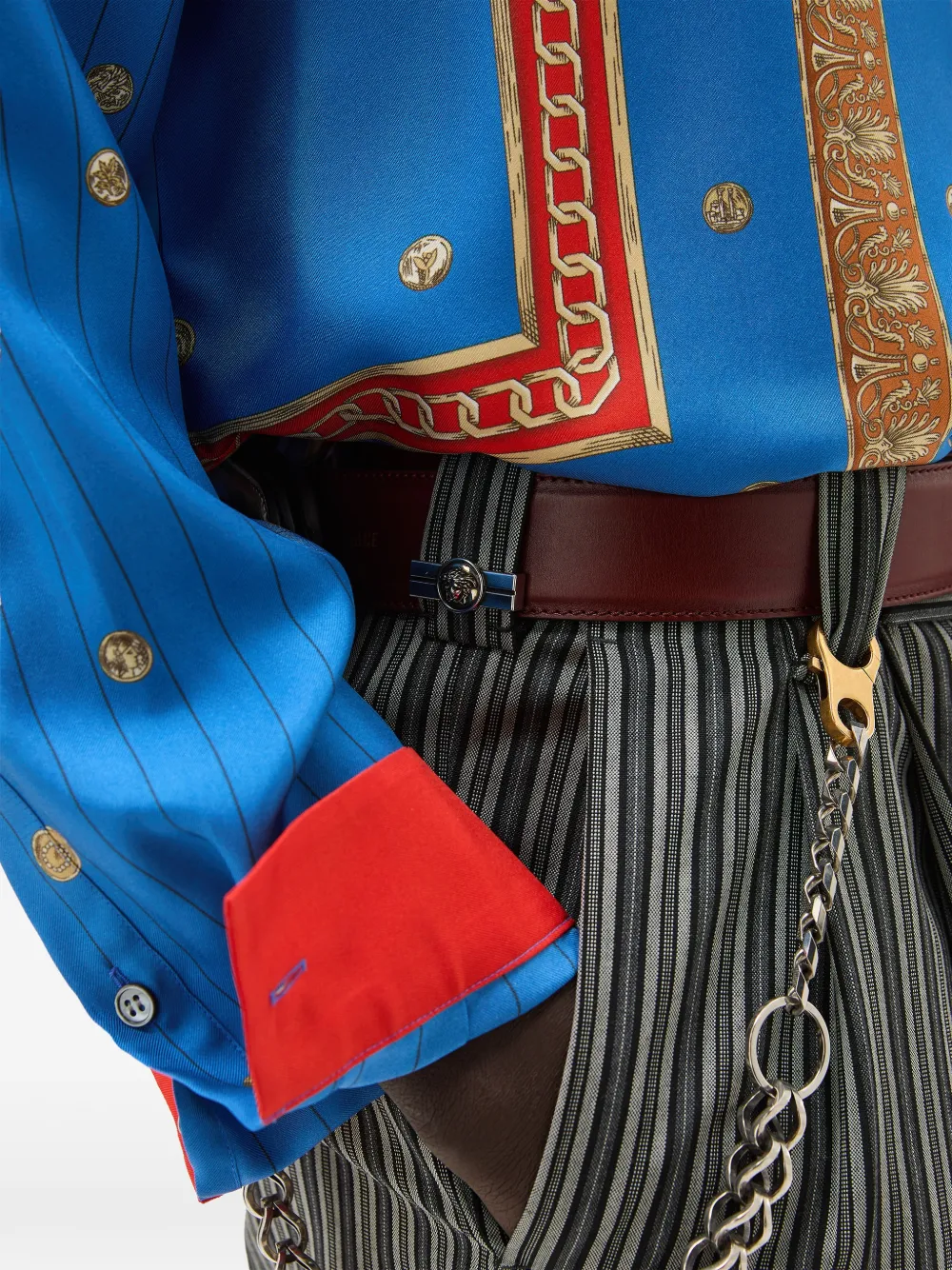 Versace Gestreepte plooibroek Zwart