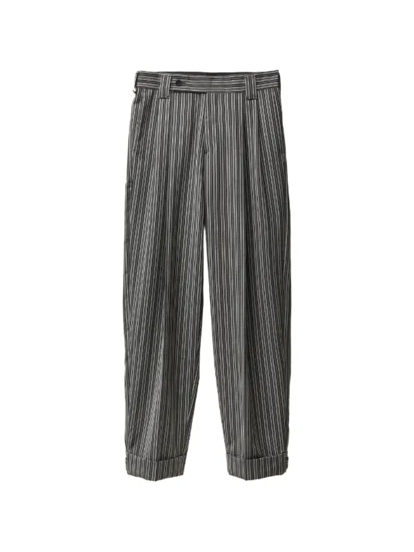 Versace Pinstripe Wool Oversized Trousers | Black | FARFETCH
