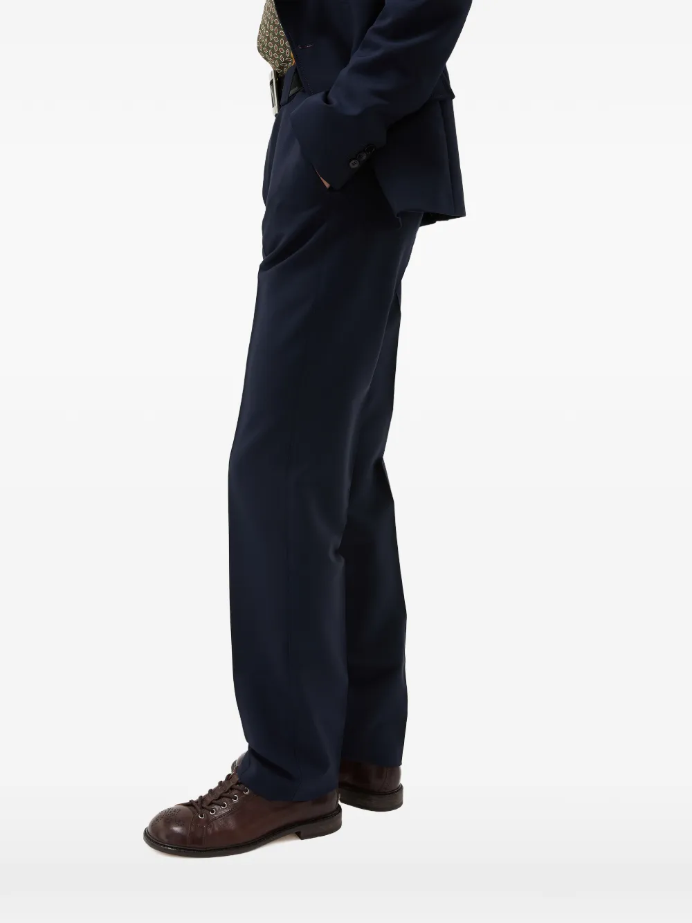 Versace Slim-fit pantalon van wol-mohair Blauw
