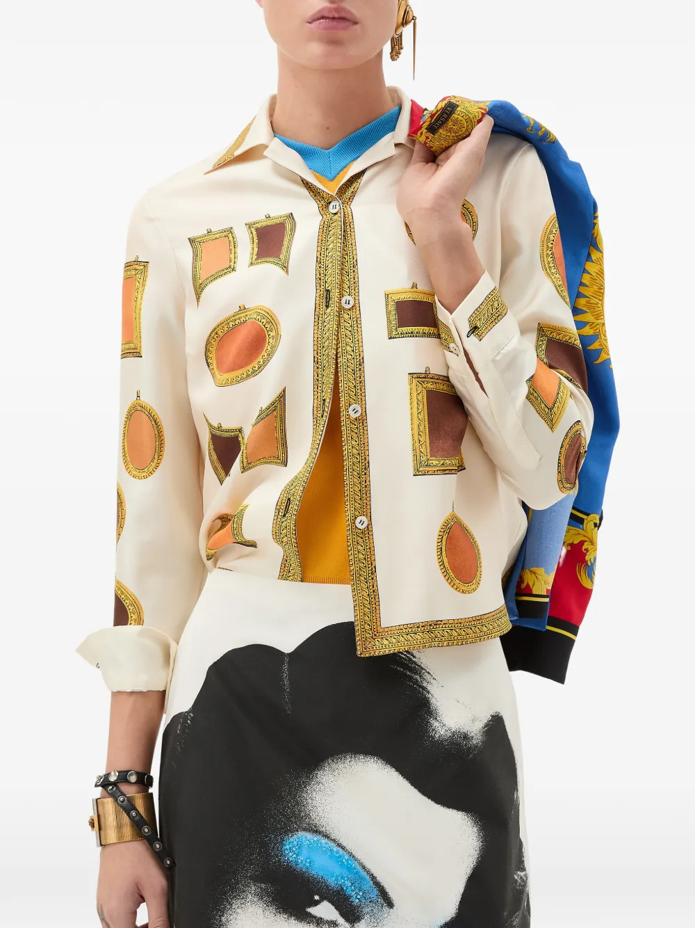 Versace Frame-print Shirt - Neutrals 