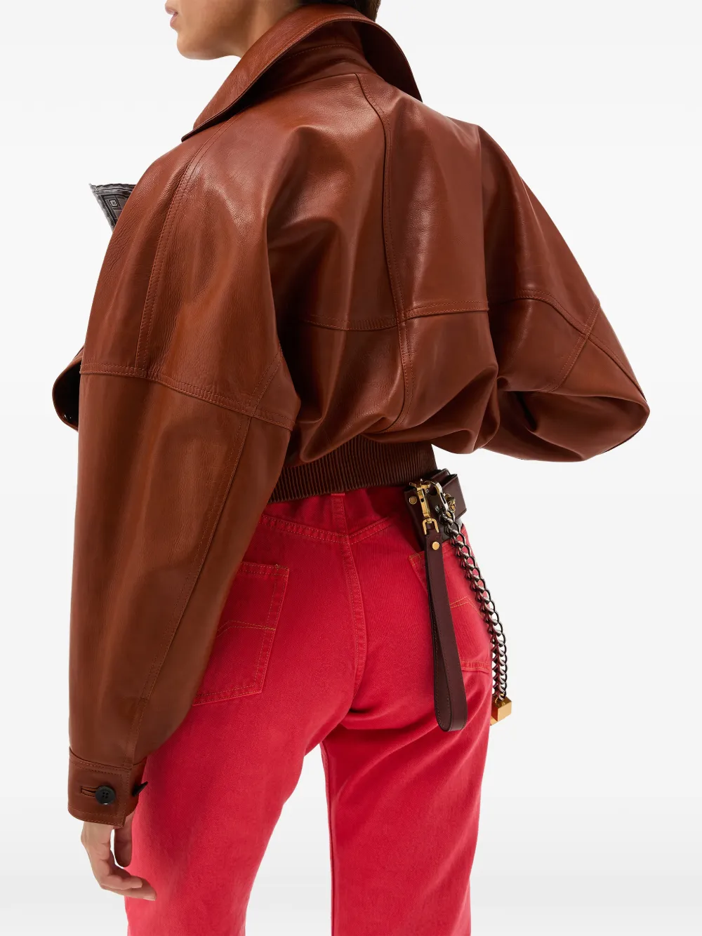 Versace Leren bomberjack Bruin