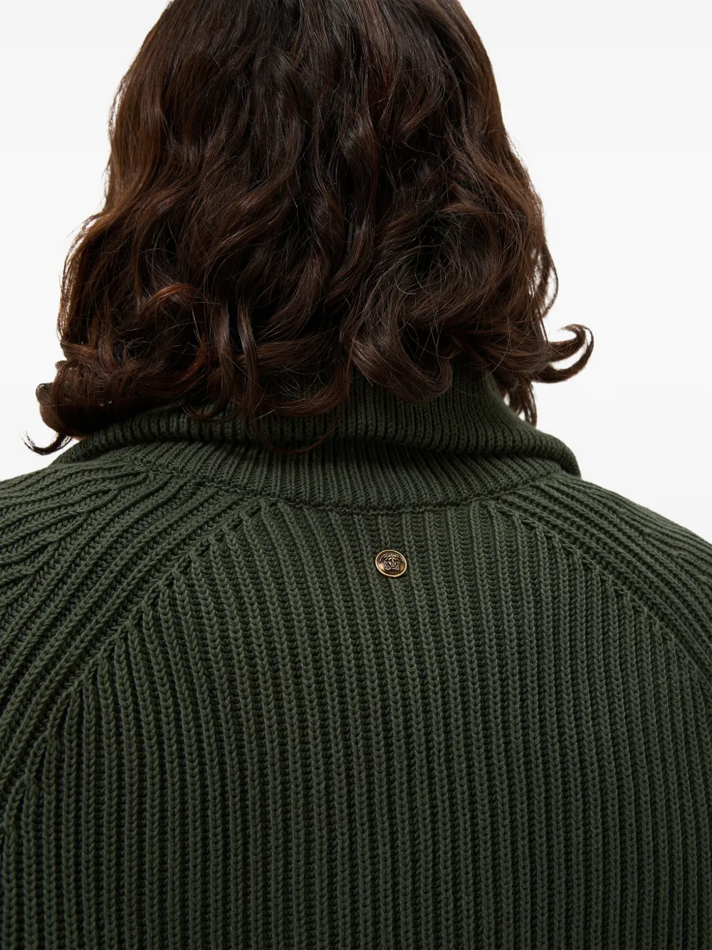 Versace Wollen gebreide trui met rits Groen