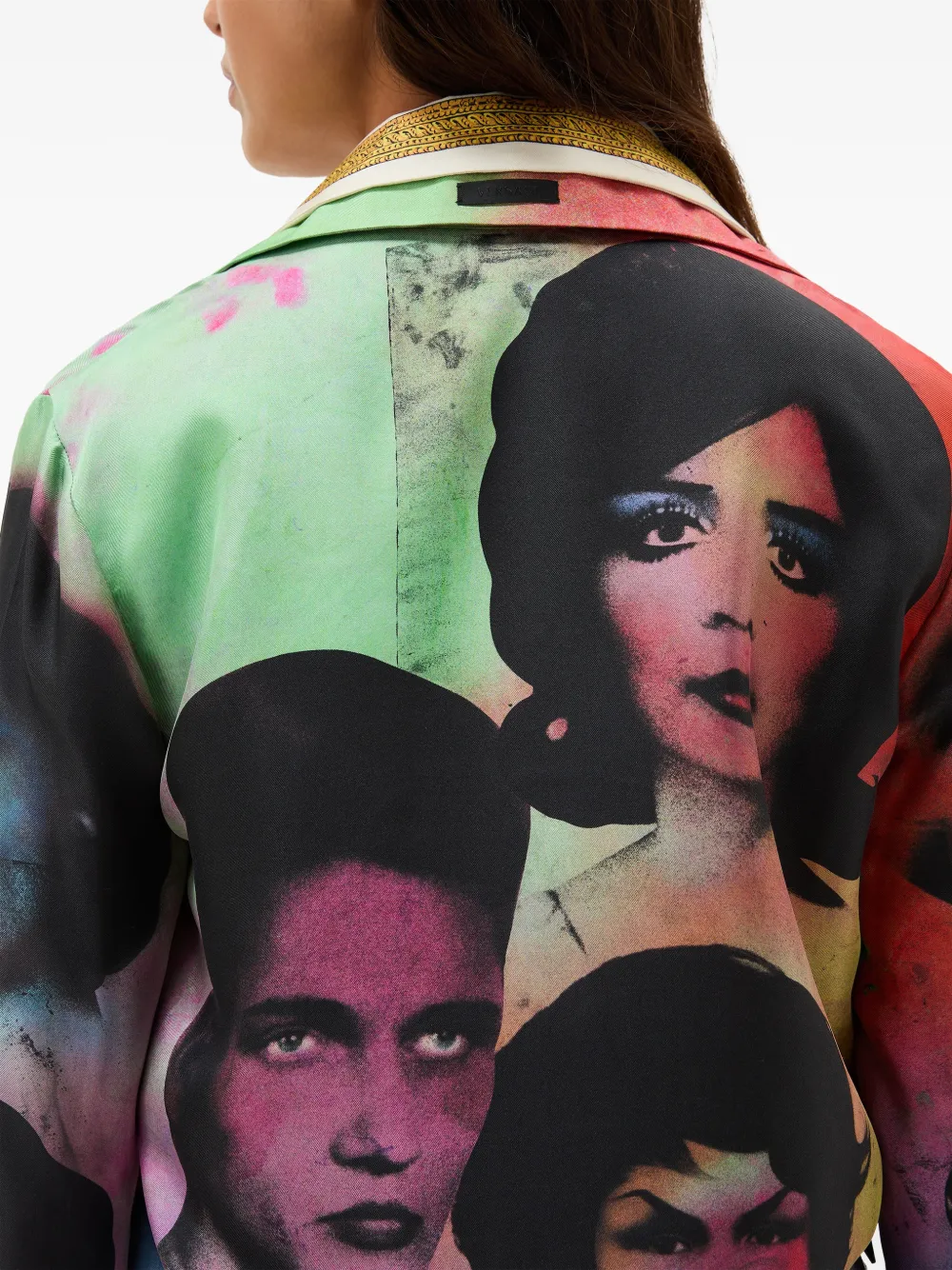Versace Zijden twill blouse met print Zwart