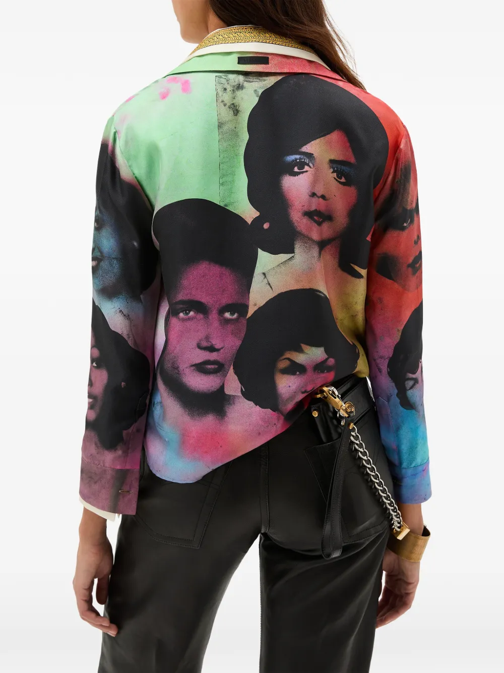 Versace Zijden twill blouse met print Zwart