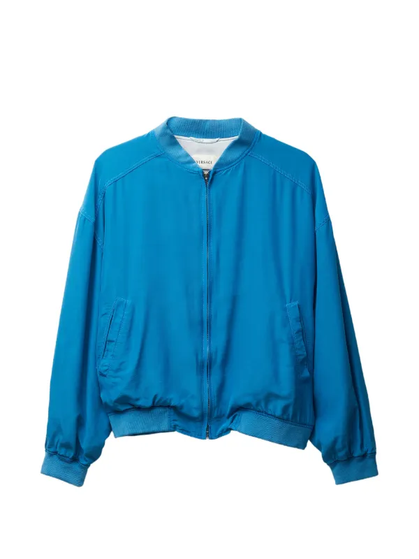 Versace Silk Poplin Zip Blouson in Blue