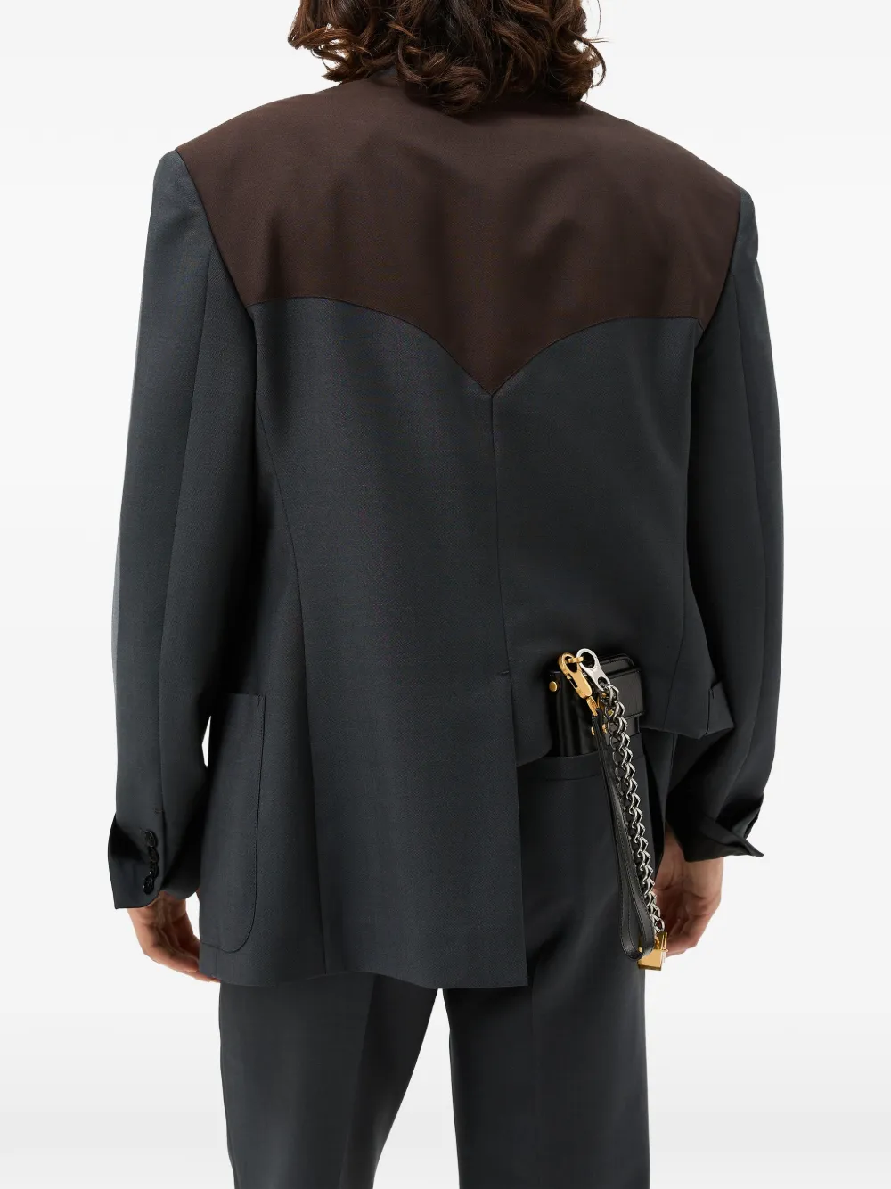 Versace Boxy blazer van wol-mohairblend Grijs