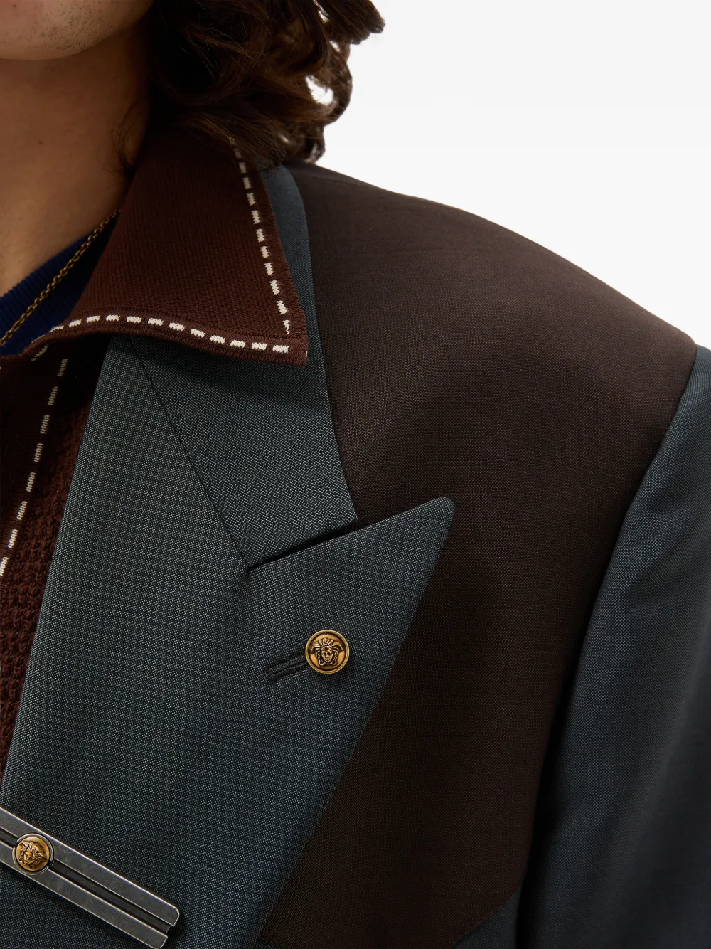 Versace Boxy blazer van wol-mohairblend Grijs
