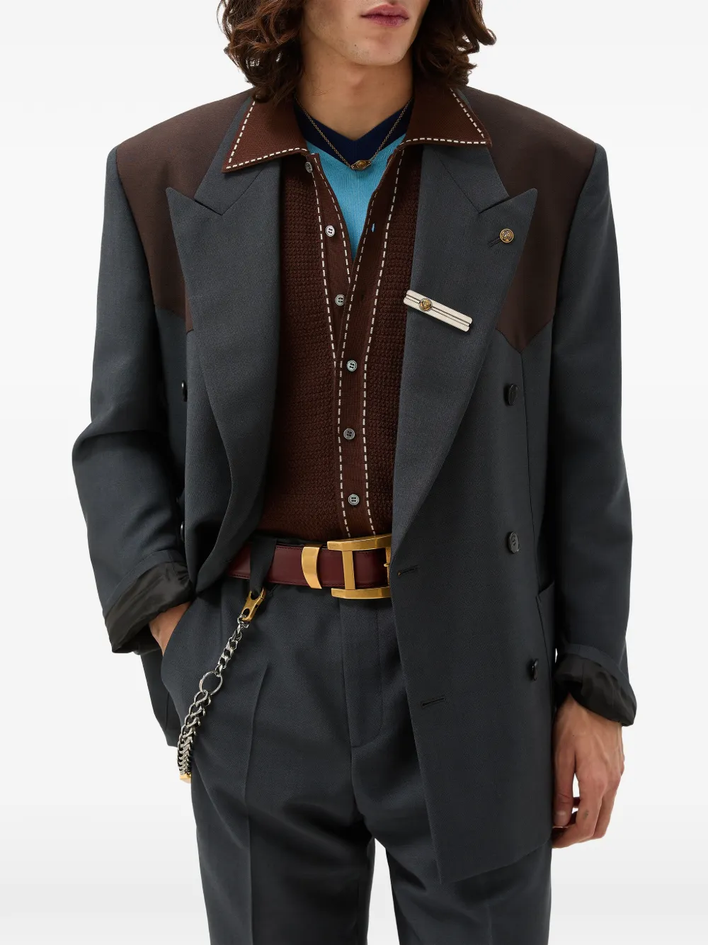  Versace Wool-mohair Boxy Blazer - Grey 