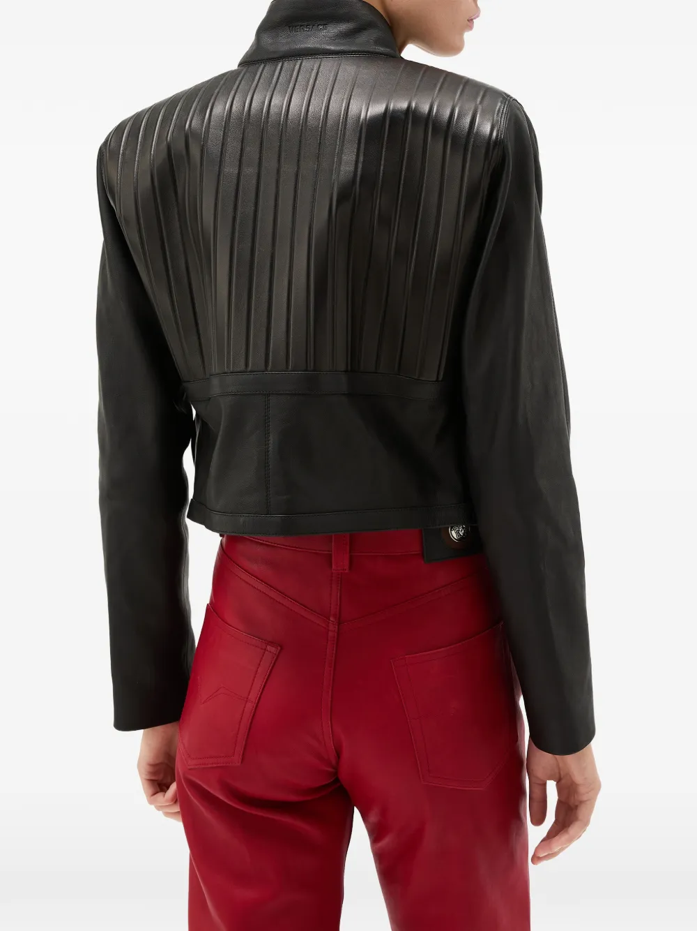 Versace Leren bomberjack Zwart
