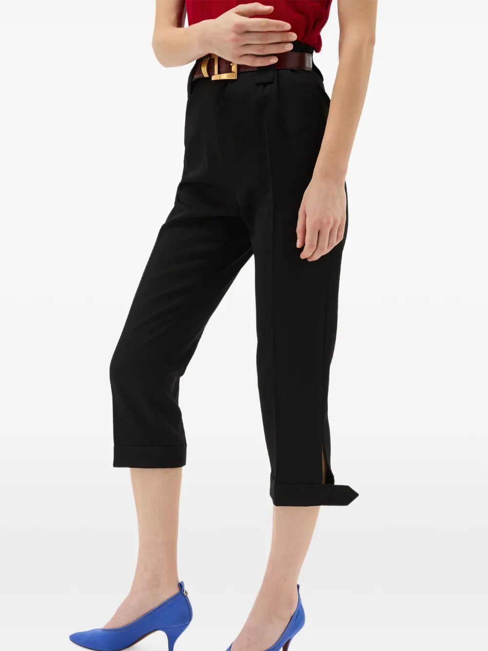 Versace Wollen capri broek Zwart