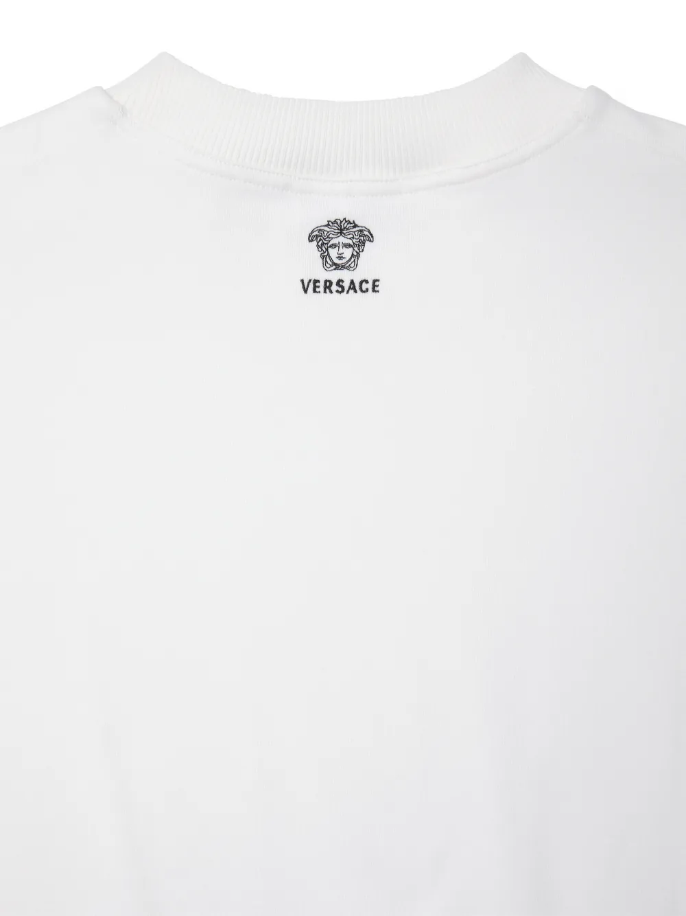 Versace Stretch katoenen jersey T-shirt met borduurwerk Wit