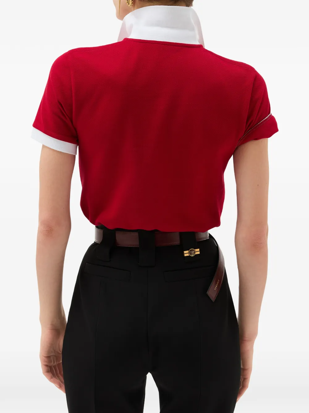 Versace Geborduurde katoenen piqué polo Rood