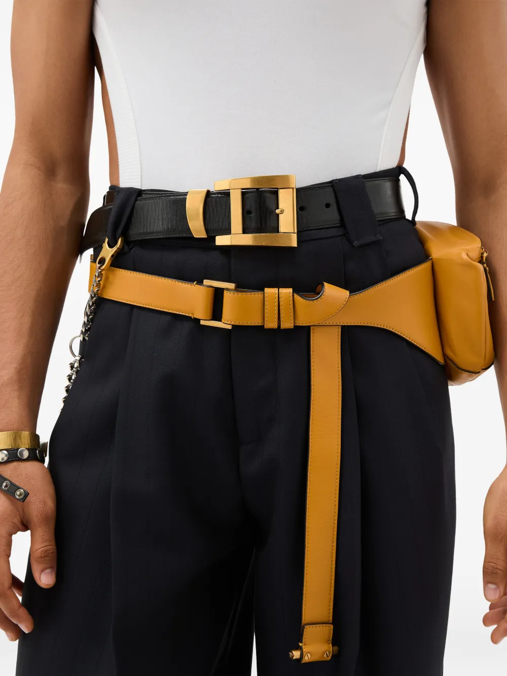 Versace Leren riem 4 cm Zwart