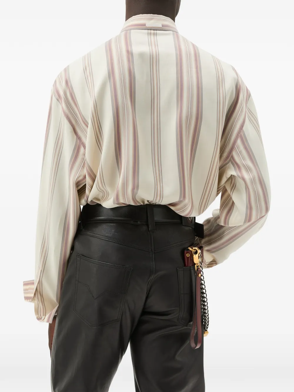  Versace Striped Silk Shirt - Neutrals 