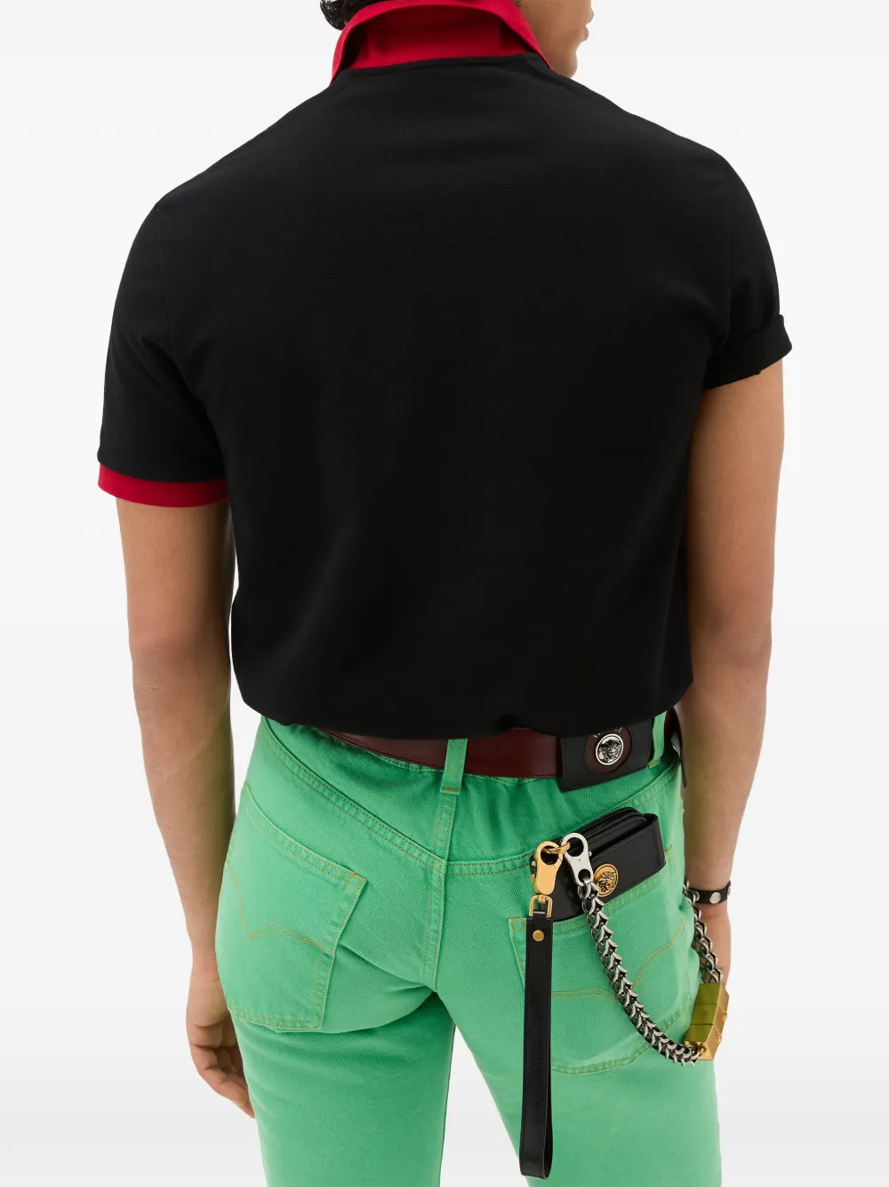  Versace Short-sleeve Logo Polo Shirt - Black 