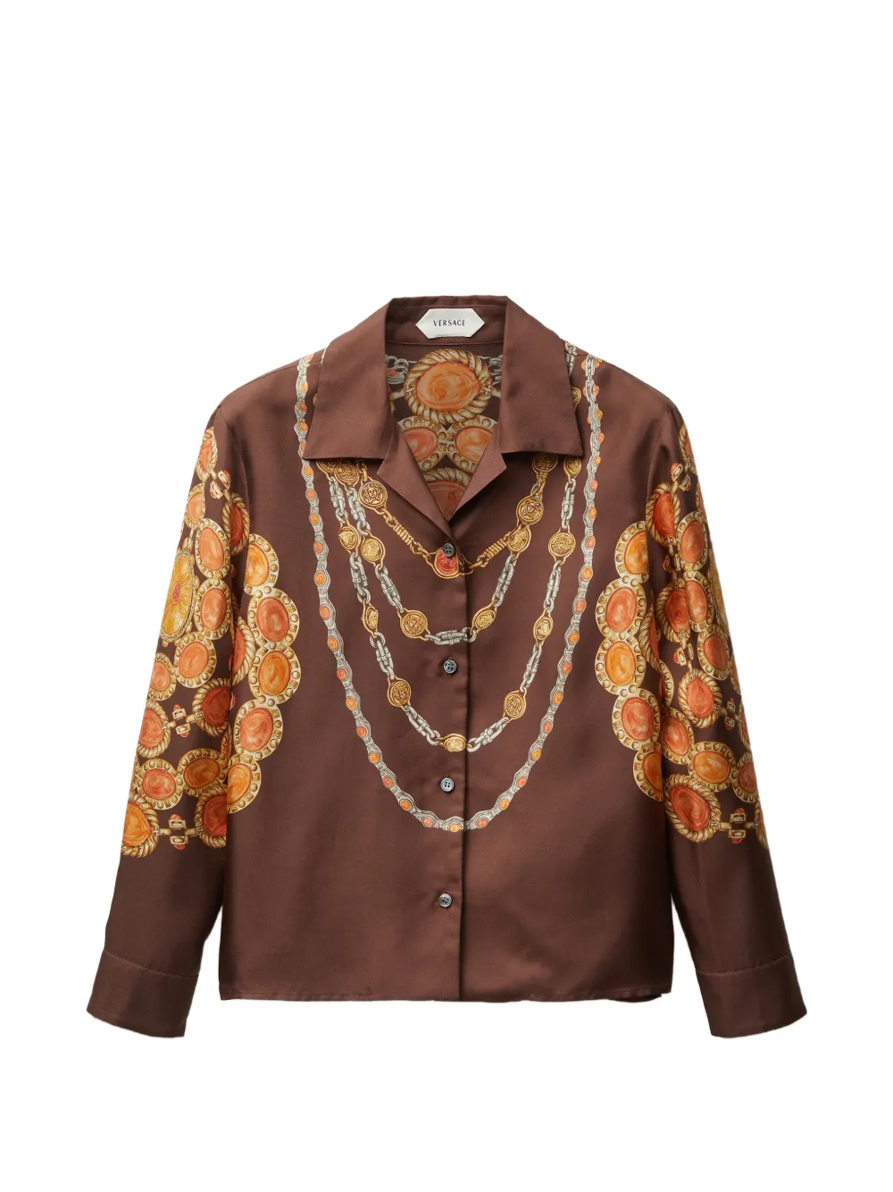 Versace medallion chain-print shirt - Marrone