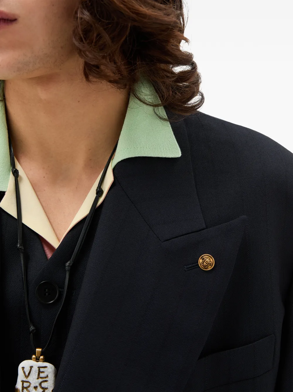 Versace Wollen blazer met krijtstreep Blauw