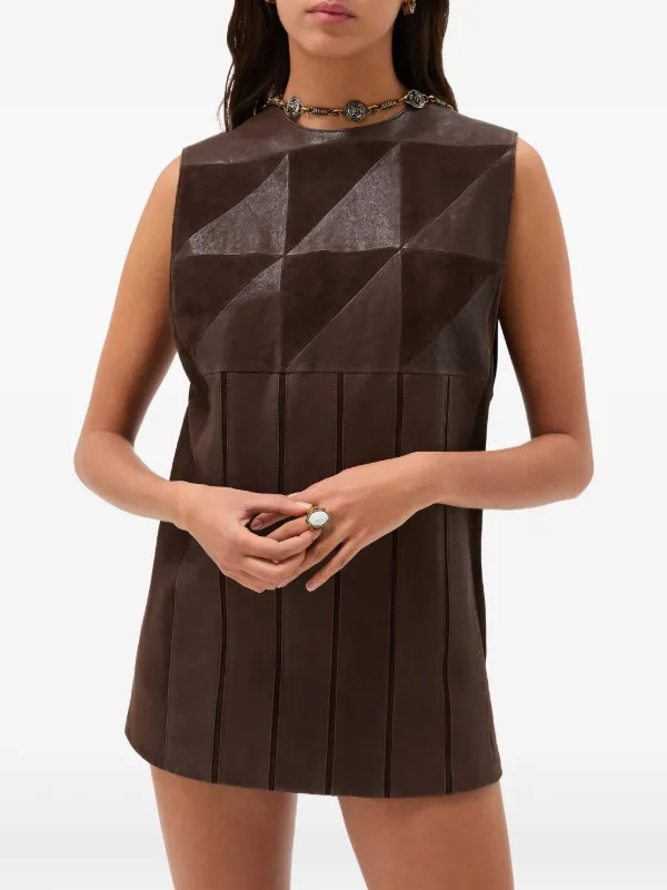 Versace Mini Leather Patchwork Dress | Brown